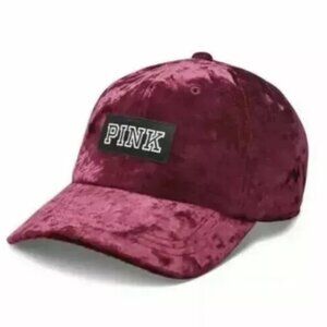 Victoria's Secret PINK Crushed Velvet Cap Adjustable Deep Ruby - Preowned